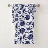Damasblauw en witte damkers bad handdoek (Insitu)