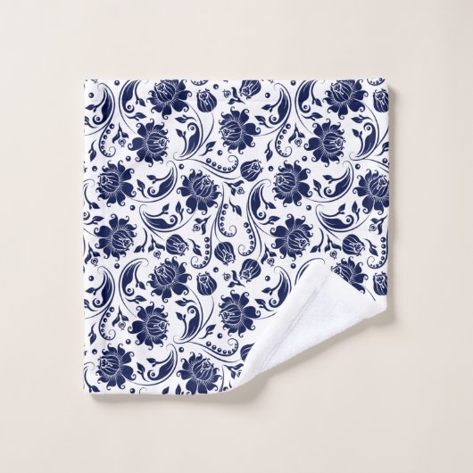 Damasblauw en witte damkers bad handdoek (Wasdoekje)