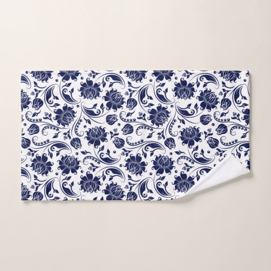 Damasblauw en witte damkers bad handdoek (Handdoek)