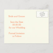 Damasblauw, koraalbruiloft Save the Date Aankondigingskaart (Achterkant)