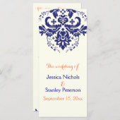 Damasblauw, koraalivoortrouwprogramma programmakaart (Voorkant / Achterkant)