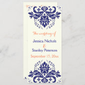 Damasblauw, koraalivoortrouwprogramma programmakaart (Voorkant / Achterkant)