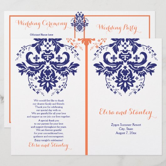 Damasblauw, koraaltrouwprogramma (Voorkant / Achterkant)