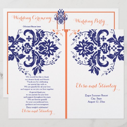 Damasblauw, koraaltrouwprogramma (Voorkant / Achterkant)