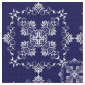 Damasblauw patroon. stof (Close Up)