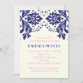 Damasblauw, roze bruiloft vrijgezellenfeest kaart (Voorkant)