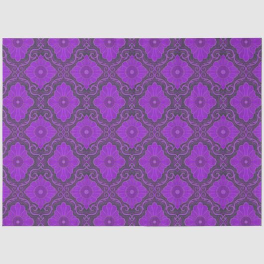 Damasblazer Paars Violet Floral Patroon Tissuepapier (Voorkant)