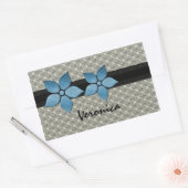 Damasbloemen Stickers gestreepte rand (Envelop)