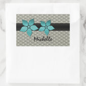 Damasbloemen Stickers gestreepte rand (Tas)