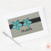 Damasbloemen Stickers gestreepte rand (Envelop)