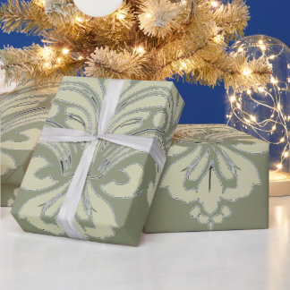 Damasco en verde musgo cadeaupapier