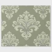 Damasco en verde musgo cadeaupapier (Vlak)