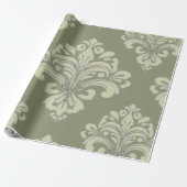 Damasco en verde musgo cadeaupapier (Uitgerold)