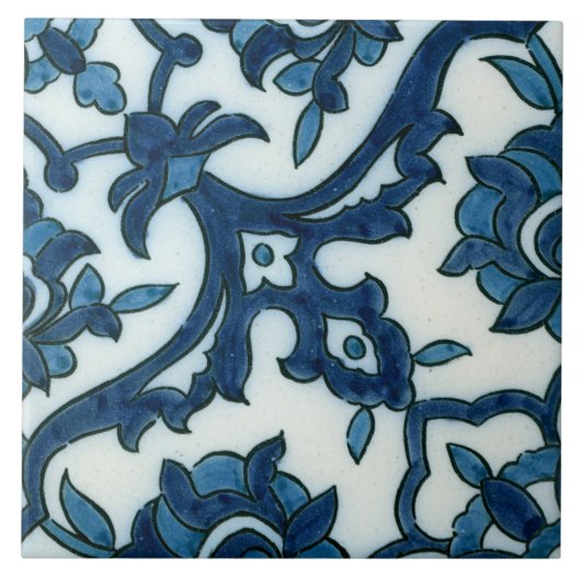 Damascus Blue Design Ceramic Photo Tile Tegeltje (Voorkant)