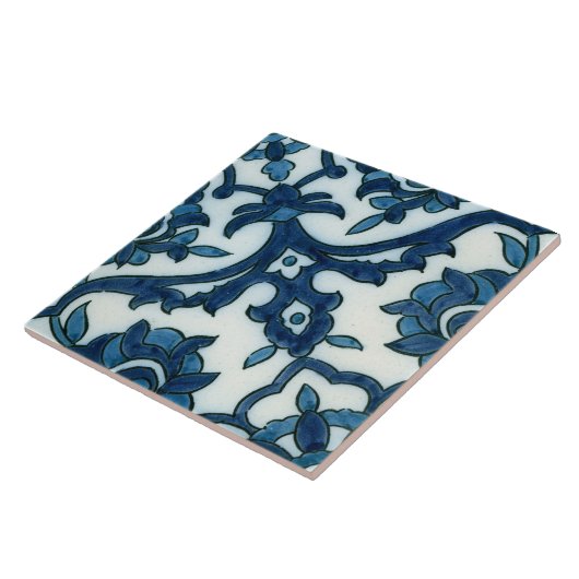 Damascus Blue Design Ceramic Photo Tile Tegeltje (Zijkant)