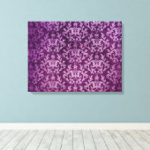 Damascus, botanic en harten paarse triptyprint canvas afdruk (Insitu (Houten vloer))