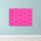 Damascus botanic & hearts hot roze triptyprint canvas afdruk (Insitu (Houten vloer))