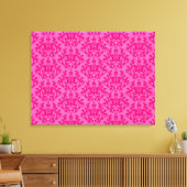 Damascus botanic & hearts hot roze triptyprint canvas afdruk (Insitu (Woonkamer))