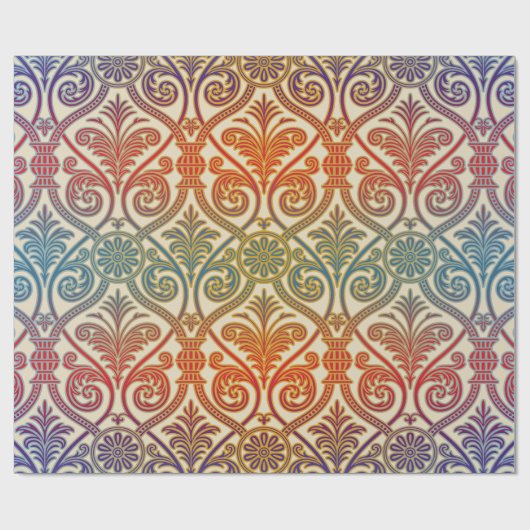  Damascus Contour Wallpaper - blauw violet rood Cadeaupapier (Vlak)