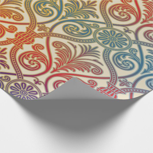  Damascus Contour Wallpaper - blauw violet rood Cadeaupapier (Hoek)