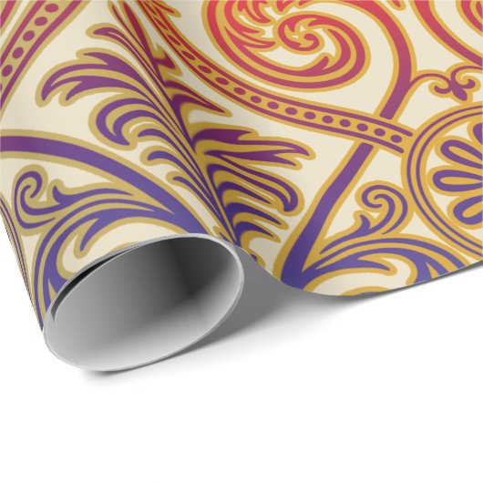  Damascus Contour Wallpaper - blauw violet rood Cadeaupapier (Rol Hoek)