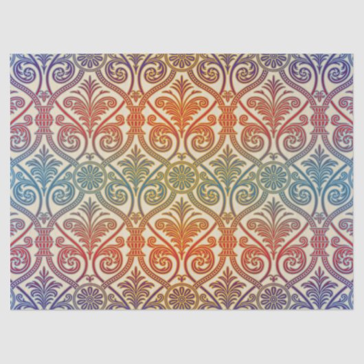  Damascus Contour Wallpaper - blauw vioolrood Tissuepapier (Voorkant)