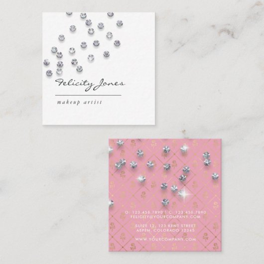  Damascus Faux Glitter Lips Makeup Artist Vierkante Visitekaartje (Voorkant / Achterkant)