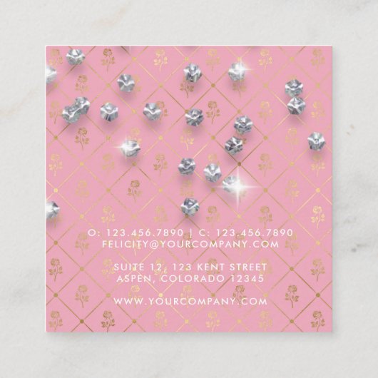  Damascus Faux Glitter Lips Makeup Artist Vierkante Visitekaartje (Achterkant)