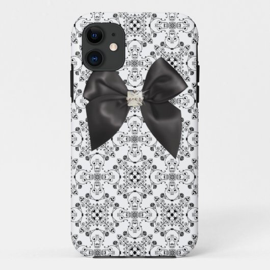 Damascus-hoesje met zwarte satijnstrik Case-Mate iPhone case (Achterkant)
