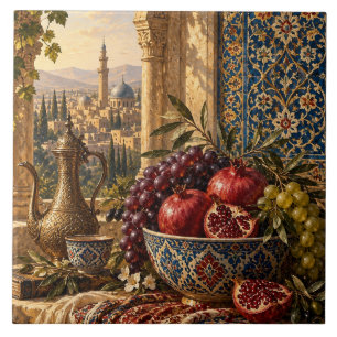 Damascus & Levantijns Erfgoed Stilleven Ottomaan Tegeltje