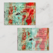 Damascus op abstracte sjabloon, blauwgroen criticu visitekaartje (Voorkant / Achterkant)