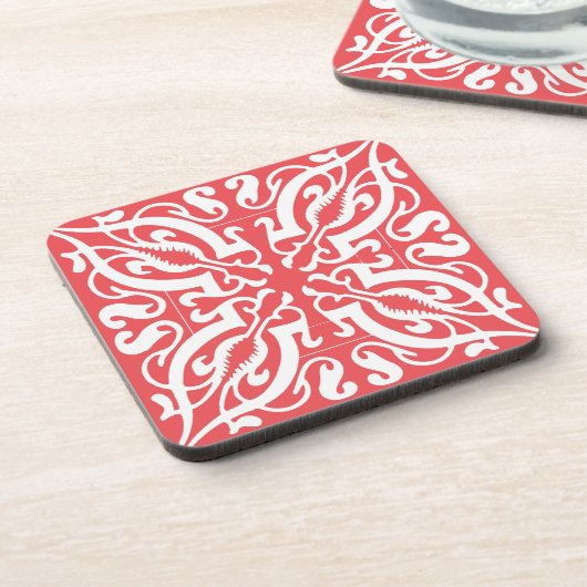 Damascus op roze bier onderzetter (Linkerzijde)