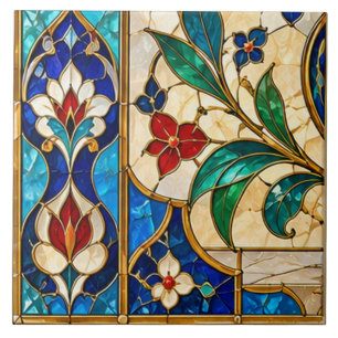 Damascus & Ottomaanse Tulp Bloemglas-in-geïnspiree Tegeltje