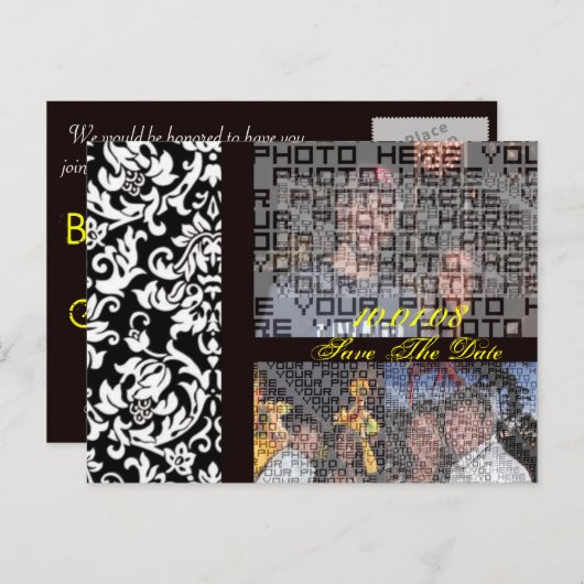 Damascus Sla de datum op waarop uw foto's de lette Aankondigingskaart (Voorkant / Achterkant)