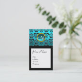 DAMASCUS SQUARE MONOGRAM, blauwe turquase aquamari Visitekaartje (Staand voorkant)