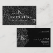 Damascus Steel Pattern Aangepaste monogram Bladesm Visitekaartje (Voorkant / Achterkant)