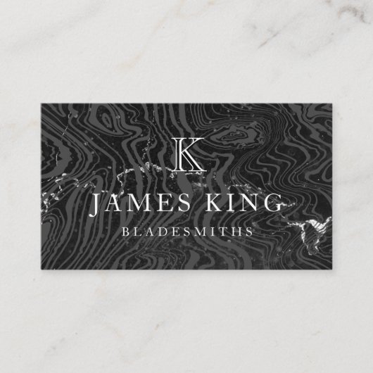 Damascus Steel Pattern Aangepaste monogram Bladesm Visitekaartje (Voorkant)