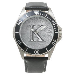Damascus Steel Pattern Custom Monogram Horloge