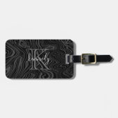 Damascus Steel Pattern Custom Monogram & Name Bagagelabel (Voorkant horizontaal)