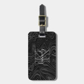 Damascus Steel Pattern Custom Monogram & Name Bagagelabel (Voorkant verticaal)