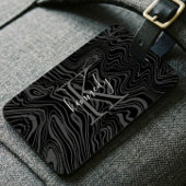 Damascus Steel Pattern Custom Monogram & Name Bagagelabel