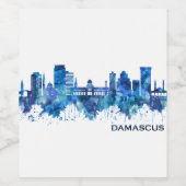 Damascus Syria Skyline Blue Wijn Etiket (Enkel label)