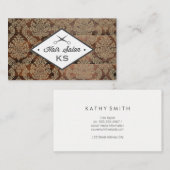 Damascus van hout | Barber Visitekaartje (Voorkant / Achterkant)