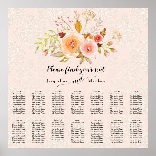 Damascus Waterverf Floral Foliage Separation Chart Poster (Voorkant)