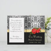 Damasdonkerzwart, grijs, rode rozen Wedding Progra (Staand voorkant)