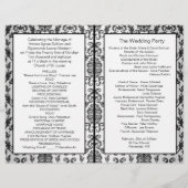 Damasdonkerzwart, grijs, rode rozen Wedding Progra (Achterkant)