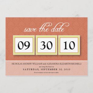 Damasdoos Trio 5x7 sparen de Datum (tangerine) Save The Date