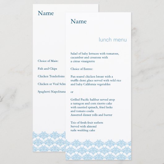 Damaseenvoud Menu Blauwe gebeurtenis 2 (Voorkant / Achterkant)