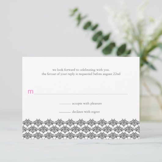 Damaseenvoud Zwart-roze weddenschap Antwoord (Staand voorkant)