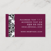 Damasekaart of profielkaart visitekaartje (Achterkant)